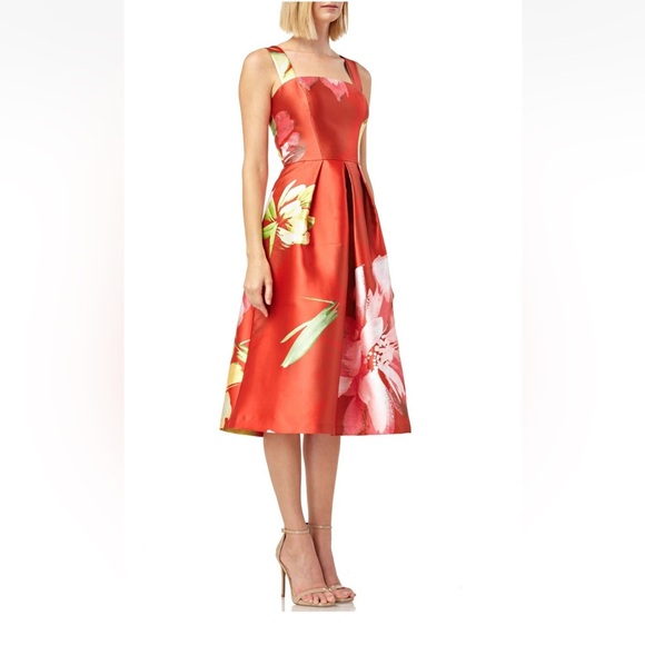 Kay Unger New York Floral-Print Sleeveless Mikado Cocktail Dress w/ Pockets 6 - Picture 5 of 17